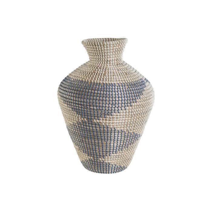 Vase 35 x 35 x 50 cm naturel bleu méditerranéen