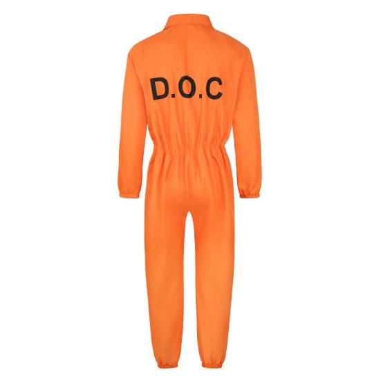 Halloween Prisoner Cosplay Jumpsuit with Manacle Halloween Unisex Children Adult Role Play Outfit Long Sleeves Lapel Zipper Festivals Parties Costume
