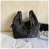 Large Capacity Tote Bag Women's Pleated Shoulder Bag Student Class Bag