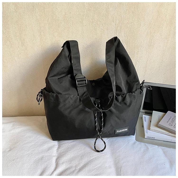 Large Capacity Tote Bag Women's Pleated Shoulder Bag Student Class Bag