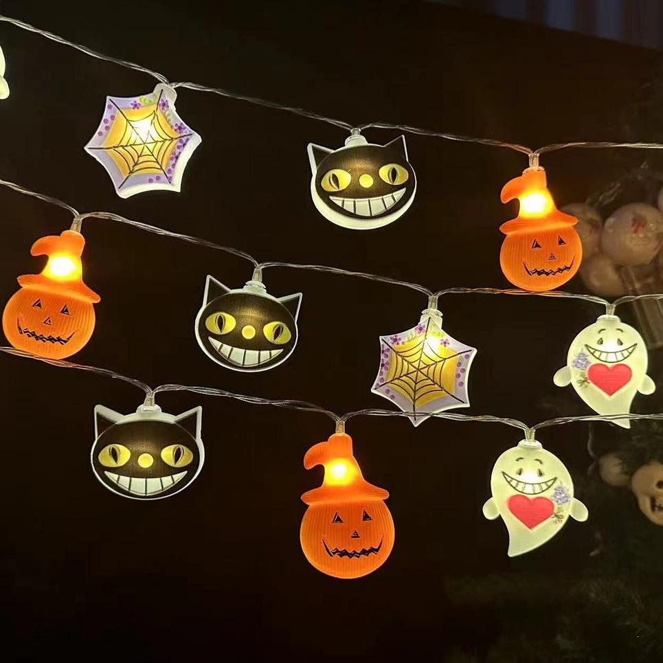 LED Halloween Decorative String Lights: Pumpkin, Ghost, Eye & Skull Battery Lights