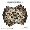 4pcs/6pcs, Floral Damask Pattern Linen Placemats, Non-Slip Heat-Resistant Placemats, Washable, Holiday Party, Farmhouse Table Ma