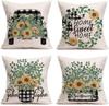 Green Leaves Yellow Sunflower Pillow Covers Black White Buffalo Plaids Sweet Home Decor Throw Pillow Cases Set Of 4 Summer