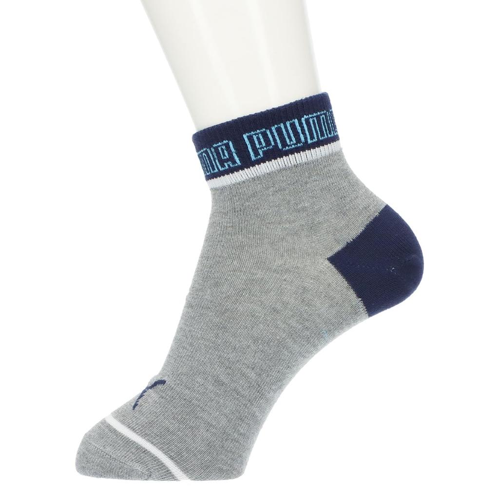Set Reinforced Toe and Sizes Assorted [Puma] 3-Pair Kids' Socks, Quarter-Length, Odor-Resistant, Heel, 4293442, 23-25cm,