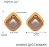 Qiong Yao 18K Gold-Plated Stainless Steel Square Gray Resin Stud Earrings for Women - Elegant & Versatile