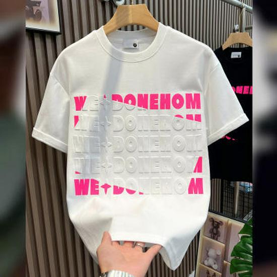 Herrenmode Kurzarm-T-Shirt, 2024 Trendiger lockerer Schnitt mit einfachem Druck.