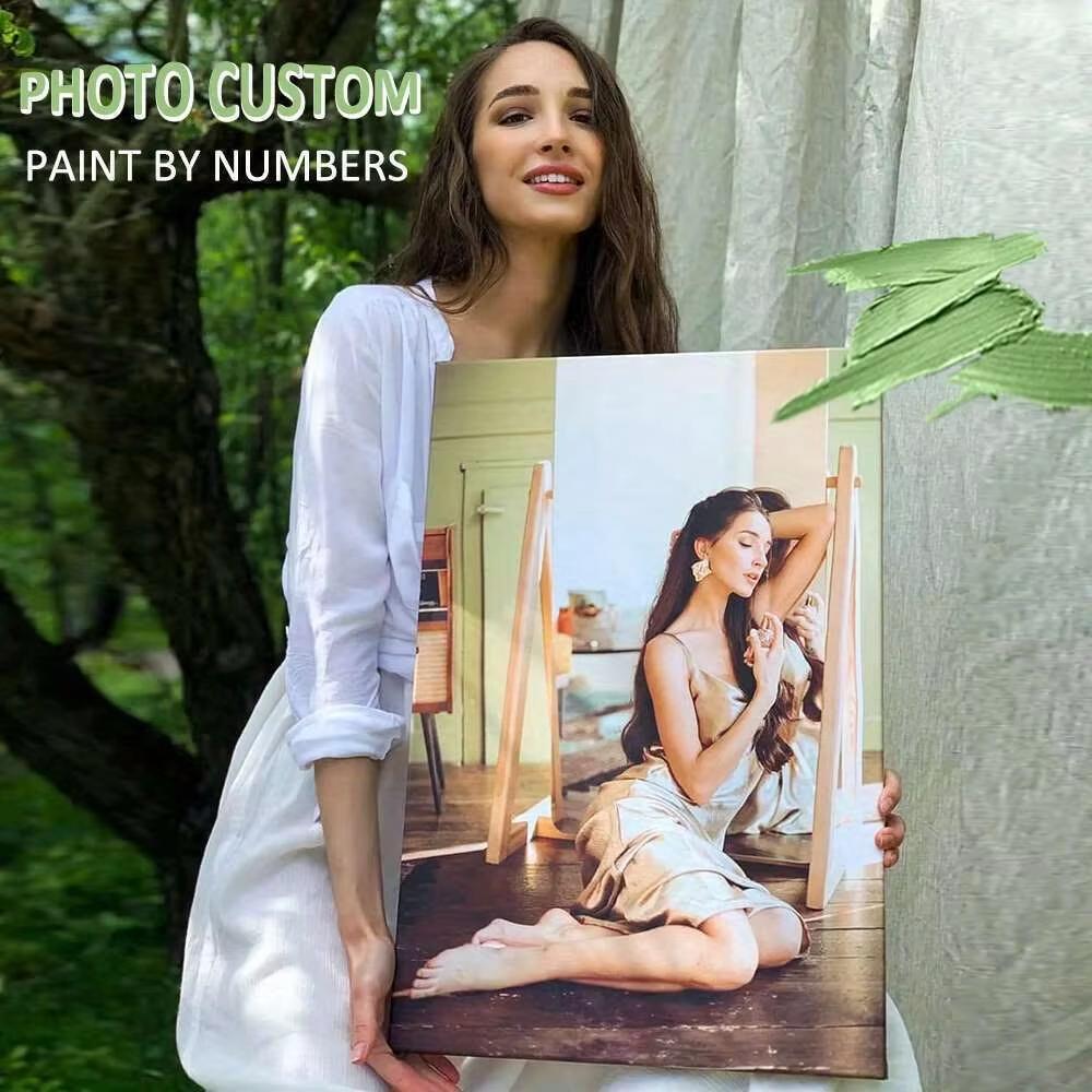 Photo Custom DIY Paint By Number 24 Colors Handmade Digital Oil Painting by Numbers Drawing On Canvas Home Decor