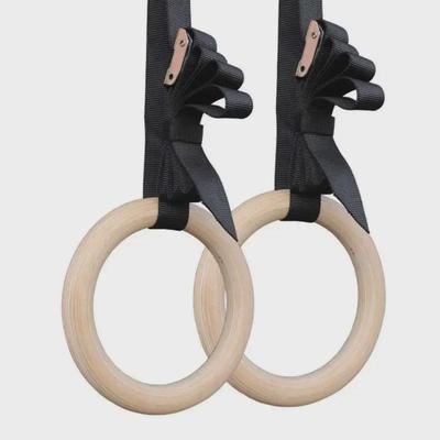 Ensemble d'anneaux de gymnastique réglables en bois pour le fitness en intérieur et l'exercice à domicile