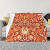 William Morris Hyacinth Print Mandarin Orange Custom Travel An Ultra-Soft Micro Fleece Blanket