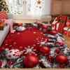Christmas Snowflake Ornament Red White Area Rug, Cozy Holiday Home Decor Mat for Living Room Entryway Festive Style