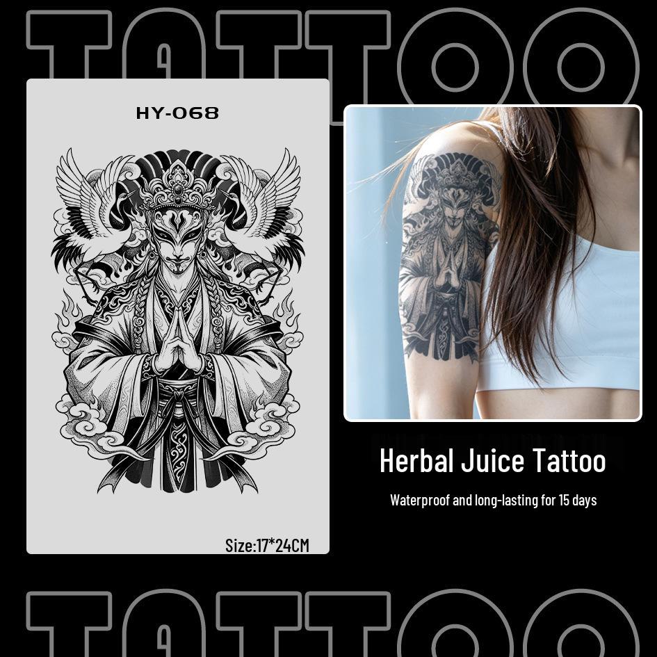 Japanese Traditional Tattoo Waterproof Sticker: Men's Long-lasting Floral Arm Pattern.
