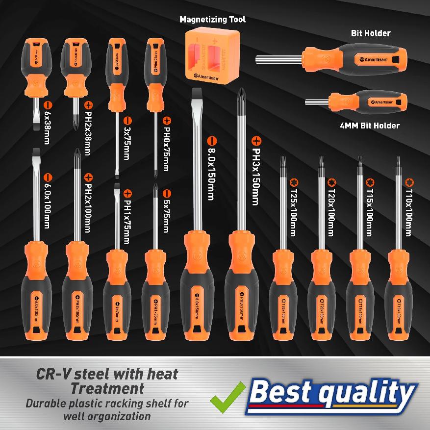 86-Piece Professional Screwdriver Set - Magnetic Tip with 40 Bits & 20 Drill Bits, Chrome Vanadium Steel for Precision Repair