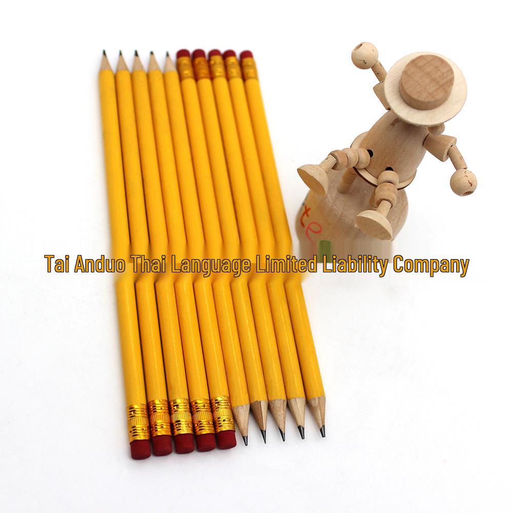 Деревянные карандаши Student HB с ластиком на конце и граффити-ручкой - Бесплатная доставка 12 HB Pencils/OPP Bag чёрный