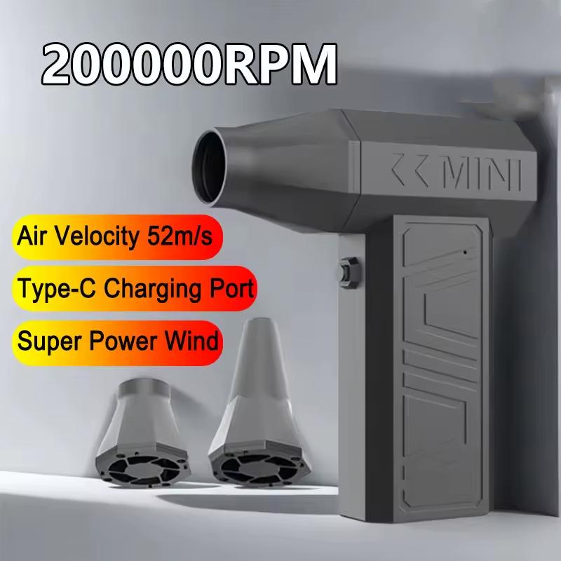 200000RPM Powerful Air Violent Fan Portable Dust Cleaner Type C Charging Strong Wind 52m/s Brushless Turbo Jet Blower 2025