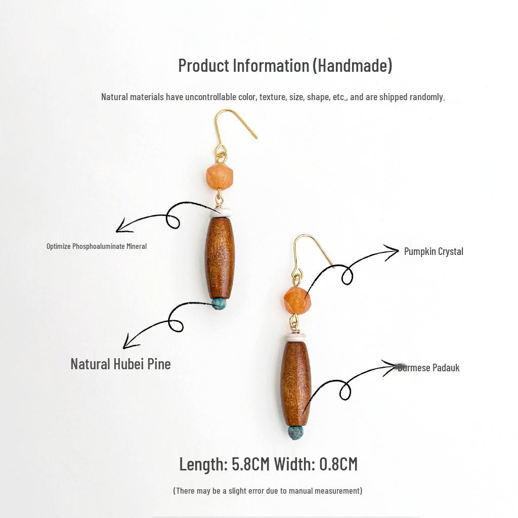 

Серьги ручной работы в стиле ретро, этнические, из натурального камня и дерева - Уникальный литературный дизайн в старинном стиле
