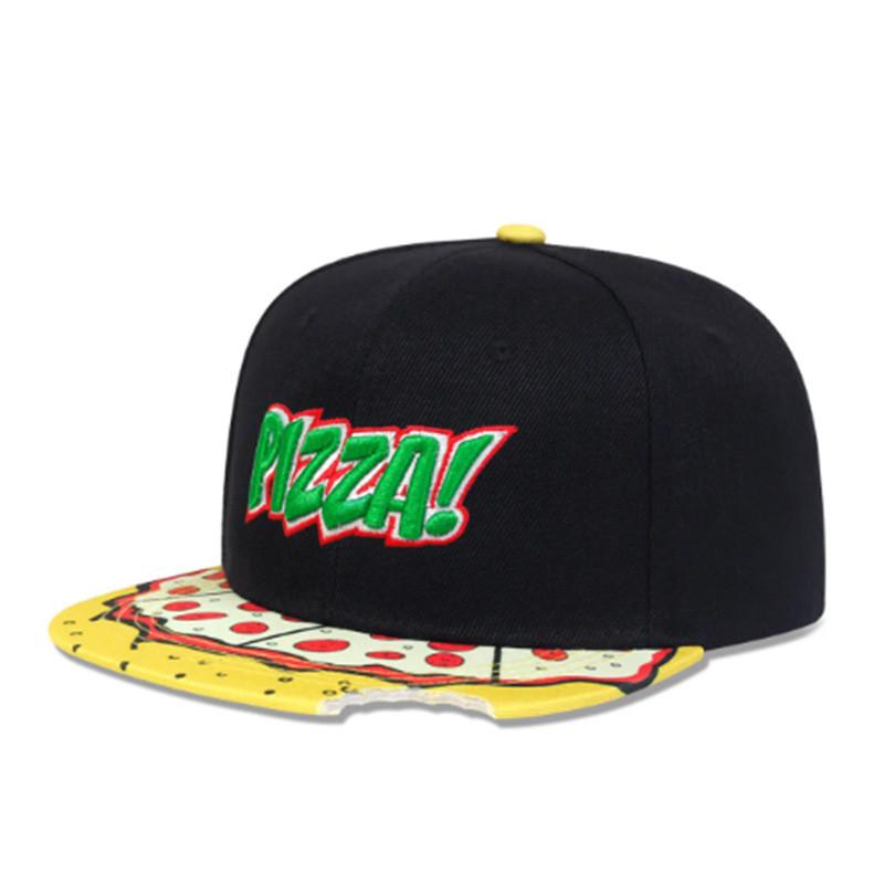 Pizza Embroidered Cotton Baseball Hat With Short Brim For Street Dance Fashion