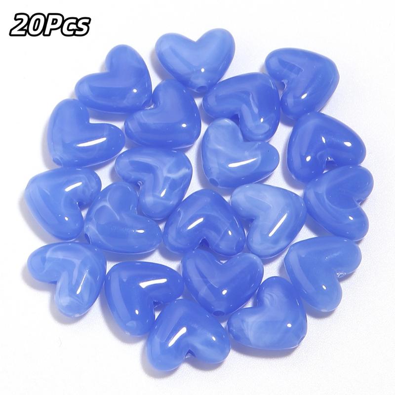 20Pcs Imitation Stone Heart Shape Acrylic Beads Dual Color Loose Bead For Jewelry Making Diy Charms Bracelet Necklace Accessorie