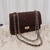 Frosted suede new small fragrant wind CF chain bag, genuine leather rhombus shoulder women's bag, premium sense pass le crossbody square
