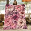 1pc 2D Flat Printing Spring And Summer New Arrival Hand-Painted Style Pink Purple Lush Floral Snake Pattern Digital Print Blanket, Throw, Soft And Com