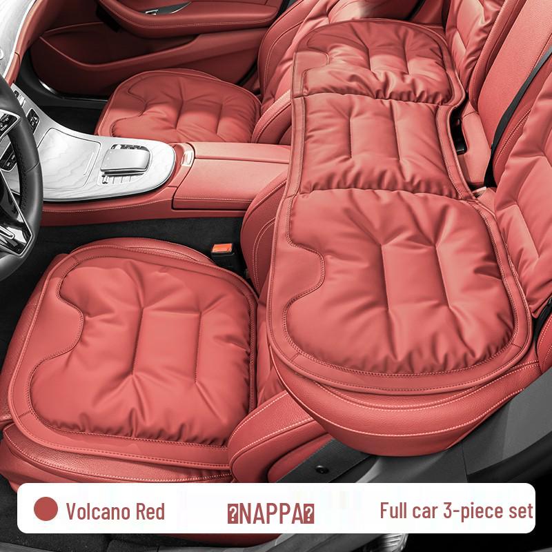 Luxury Nappa Leather Non-Slip Car Seat Cushions for Five-Seater - Thickened Design for Front and Rear Seats