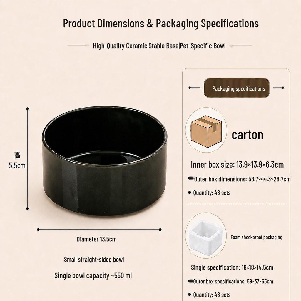 Non-Tip Ceramic Cat & Dog Bowl Set - Easy To Clean, Two-in-One Design