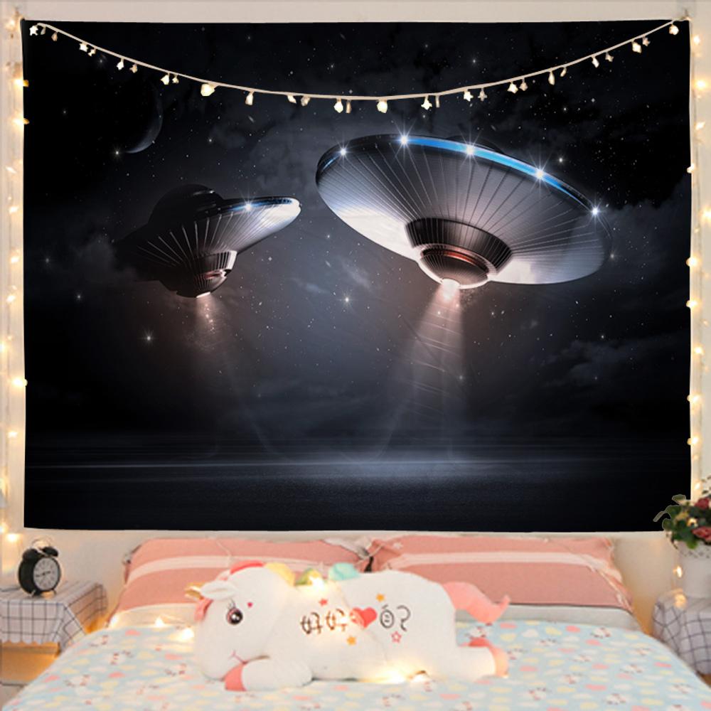 Mysterious Spaceship Tapestry Hanging Exoplanets Dorm Dormitory Star Universe Bedroom Living Room Home Decor
