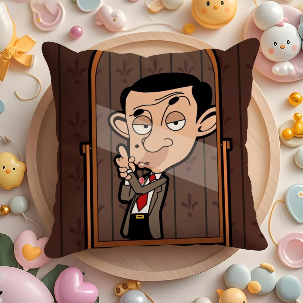 Mr. B-Bean Cartoon Cushion Cover Short Plush Double-Sided Printing Home Machine Washable In Warm Winter Pillow Case