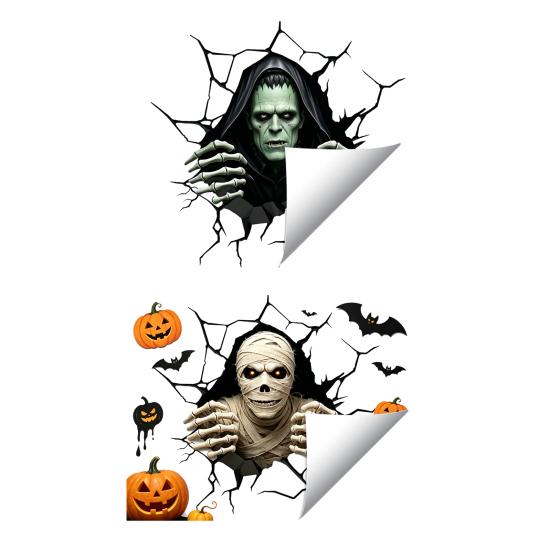 Halloween Wall Stickers, Self Adhesive Vinyl Decals, Waterproof Removable Wall Decals for Halloween Party Home Store Wall Decor
