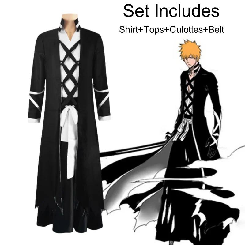 Anime Bleach Kurosaki Ichigo Cosplay Tensa Zangetsu Costumes Die Pa Soul Society Shinigami Kimono Set Mugetsu Uniform