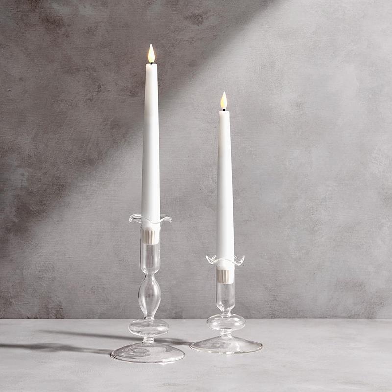 2 st/set Ljusstake Elegant Transparent För Avsmalnande Ljus Vågig Flaskmynning Hem Friterade Blomvaser Bröllop 3 Färger