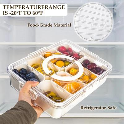 8 Fächer Unterteilte Servierplatte Aufbewahrungsbox Küche Tragbar Unterformat Gewürz Trennbox Frischhalte Snack Früchte Lebensmittelbox
