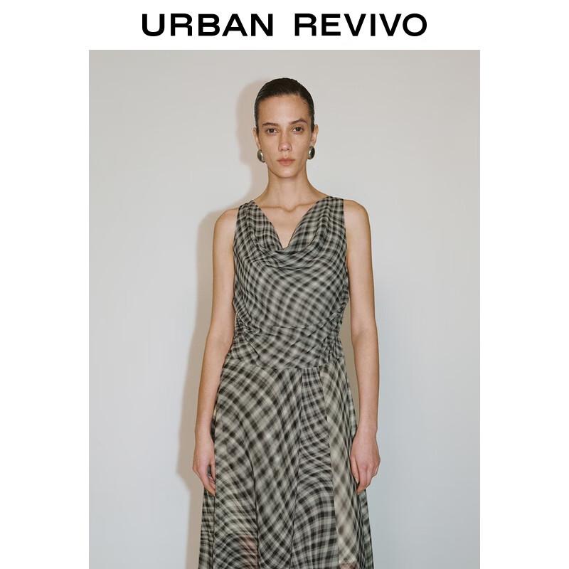 Women's Irregular Plaid Sleeveless A-line Dress