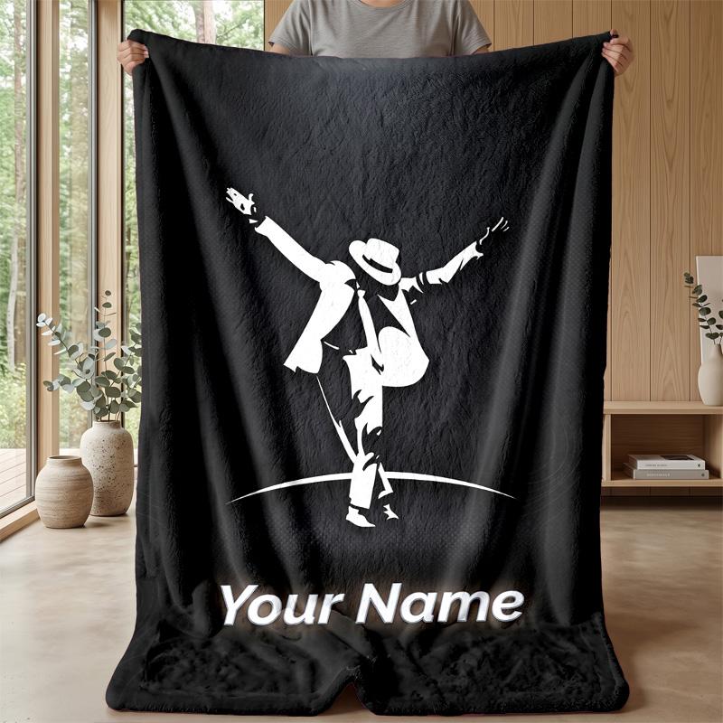 Custom Text Flannel Throw Blanket, Lightweight Cozy Bed Sofa BlanketMichael Jackson