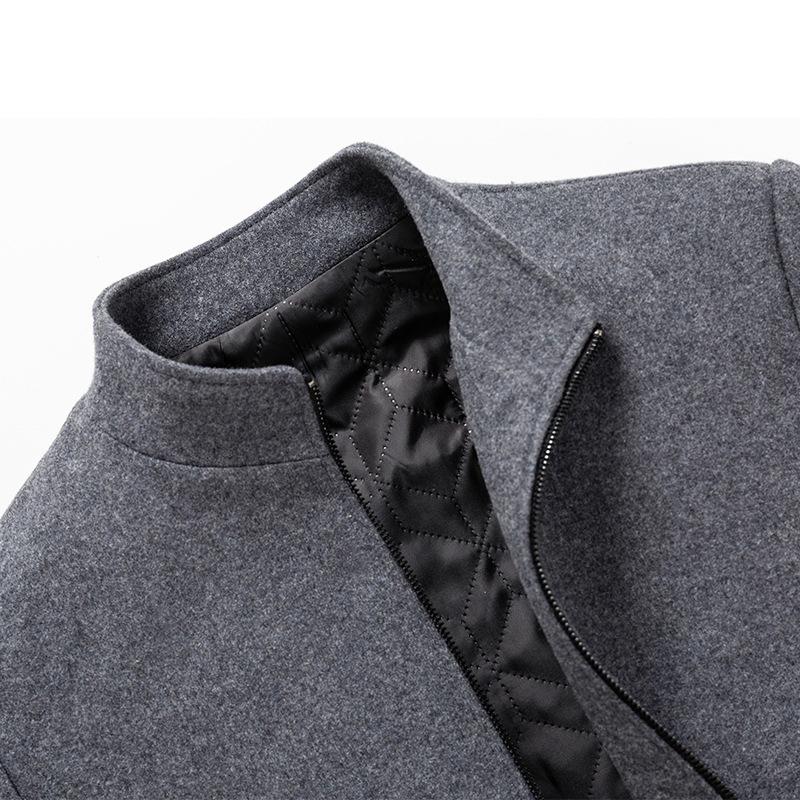 Autumn and Winter Woolen Men's Jacket Middle-aged Men's Woolen Jacket Short Stand-up Collar Jacket Casual Business Men's Clothing