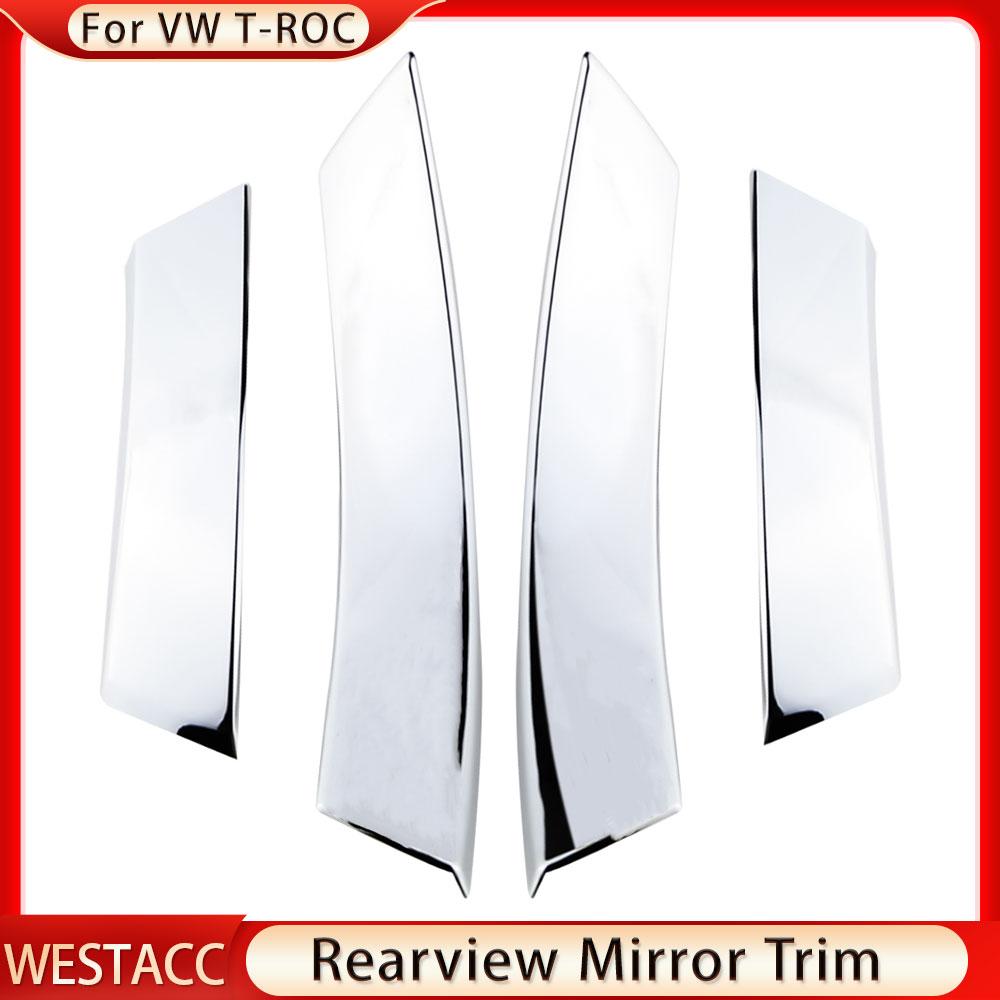 4Pcs Car Rearview Side Mirror Cover Trim Frame Sticker for Volkswagen VW T-ROC TROC 2018    2022 2023