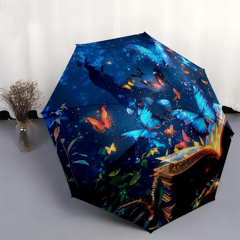 1pc Magical Butterfly Book Umbrella with Plastic Handle,Suitable for All Seasons Home Travel Outdoor UmbrellaM1328