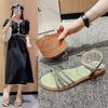 Fashion Women Shoes 2025 New Summer Fashion Rhinestone Flat Sandal Lightweight Buckle Strap Roman Sandal Outdoor Soft Bottom Beach Shoes