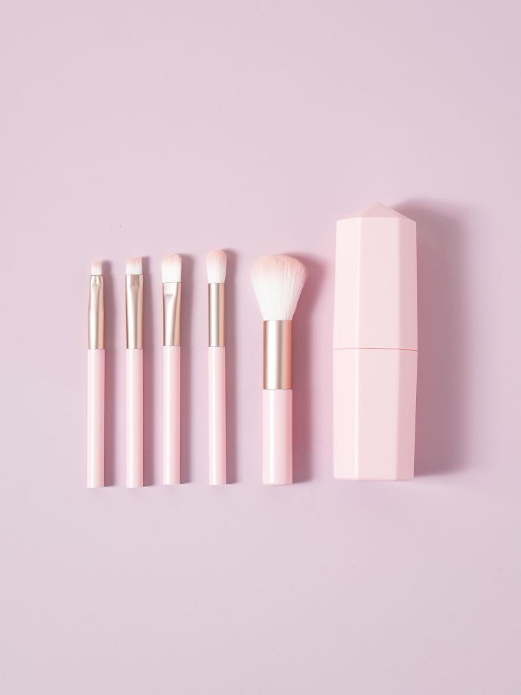 

5-Piece Makeup Brush Set with Travel Case 1ea