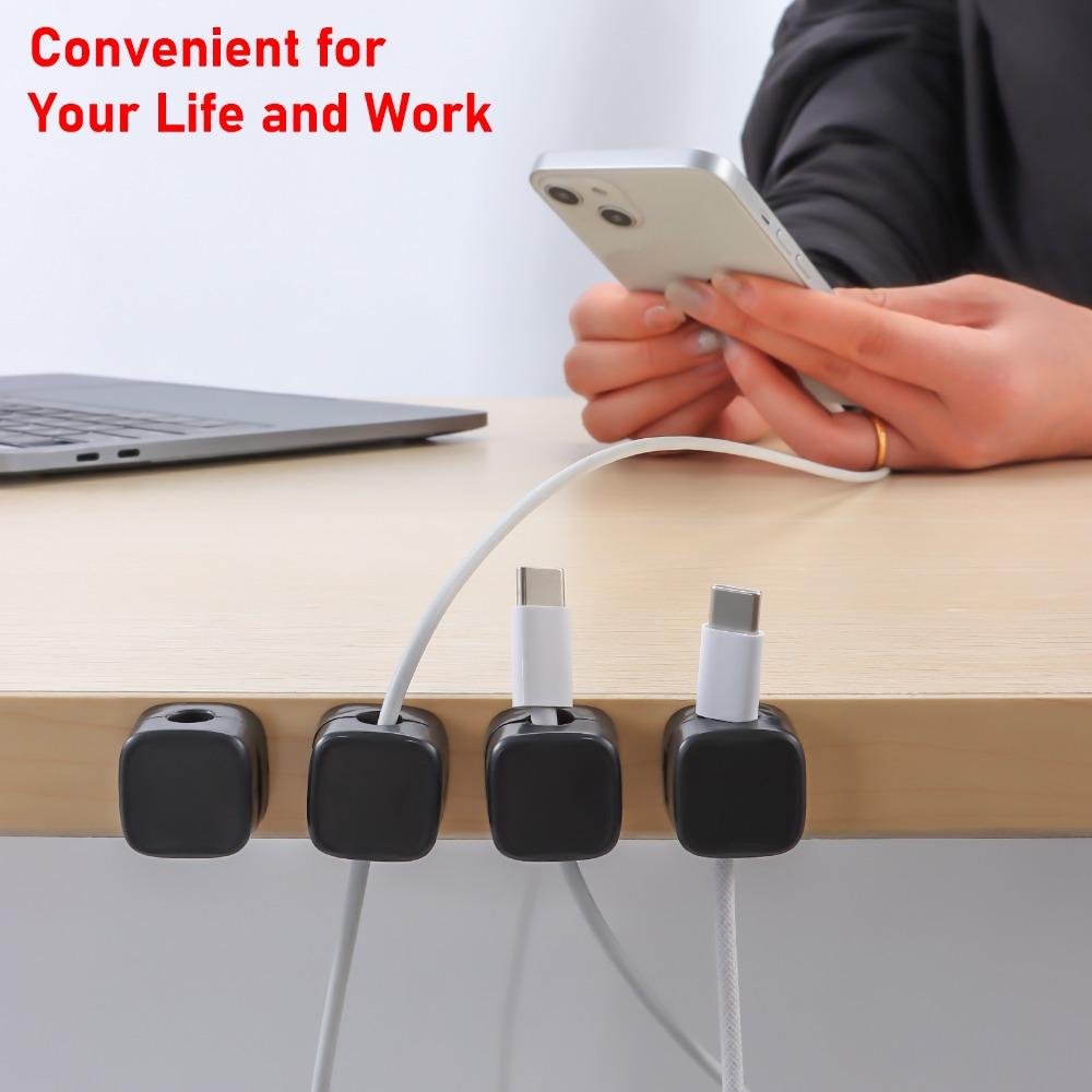 

12 простих у використанні магнітних затискачів для кабелів, білого та чорного кольору, зарядного пристрою для телефону Black-12pcs