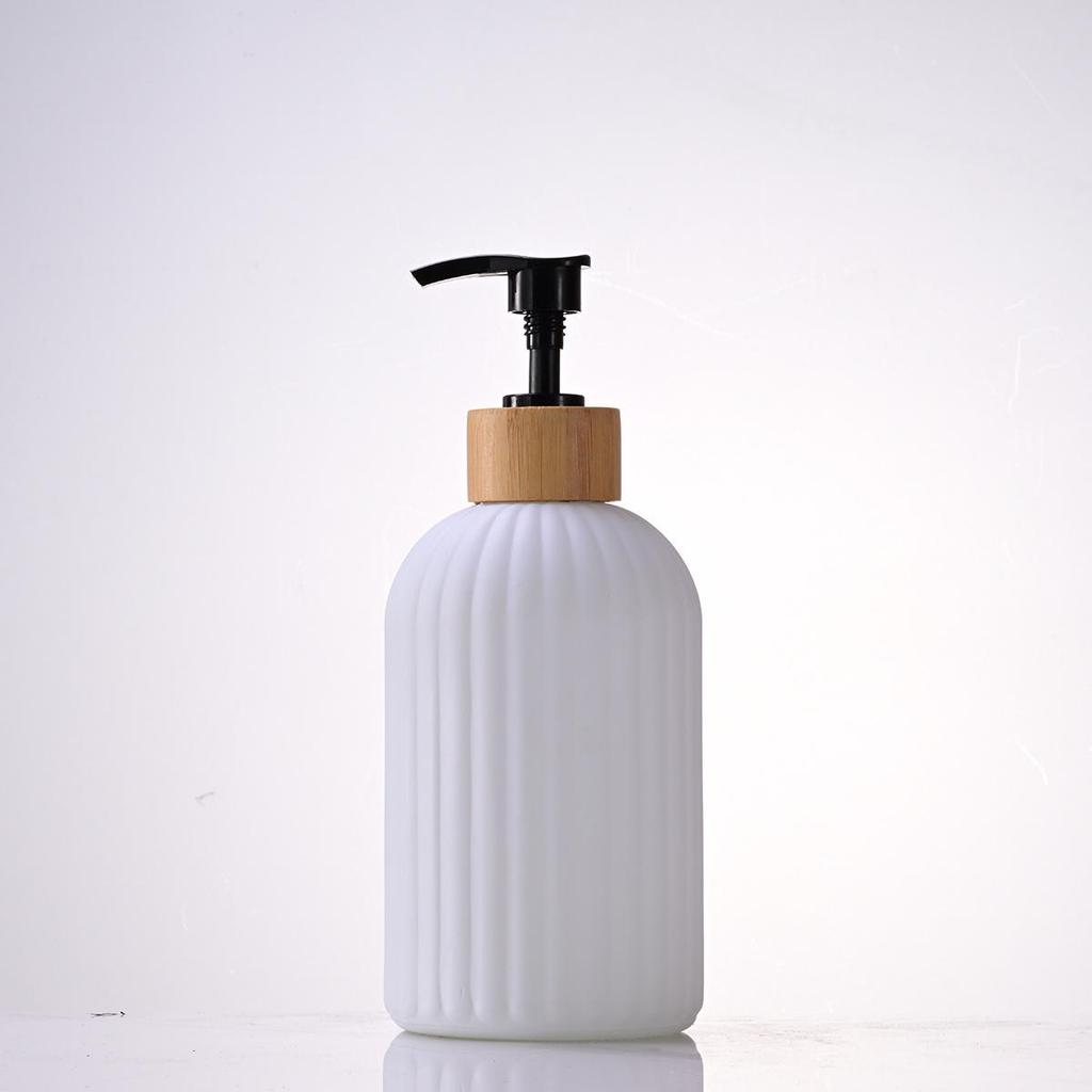 Nordic Large Capacity Vertical Stripe Glass Bottle for Hand Sanitizer, Shampoo, or Shower Gel