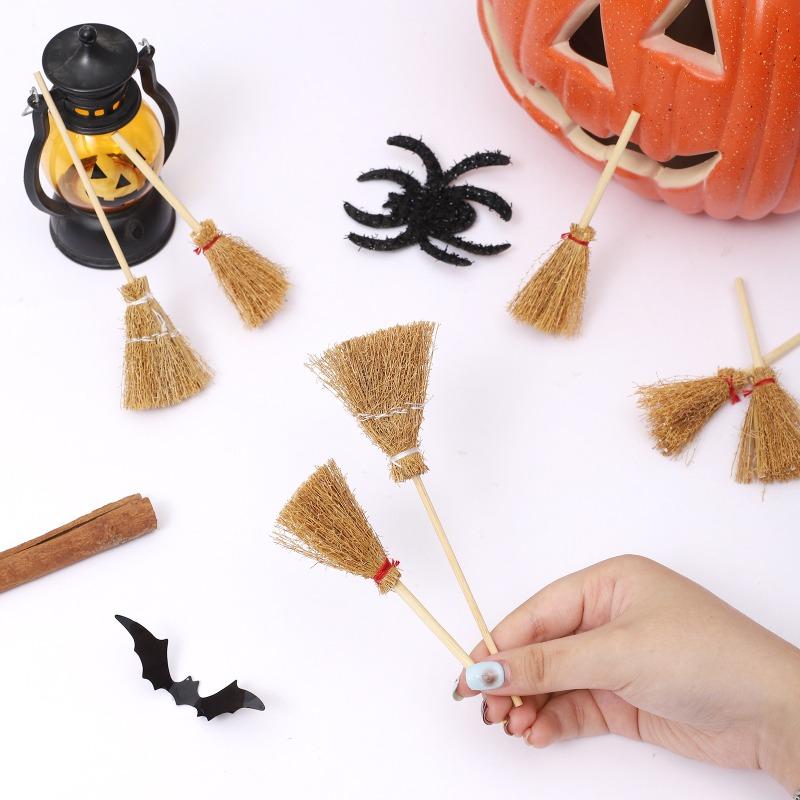 Halloween broom, witch broom, miscanthus mini, craft decorations, little witch props ornament
