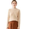 Women's Cashmere Knitwear: Coin Stitch Half-High Collar, Solid Color, Thick Loose Base Layer Sweater for Autumn and Winter.