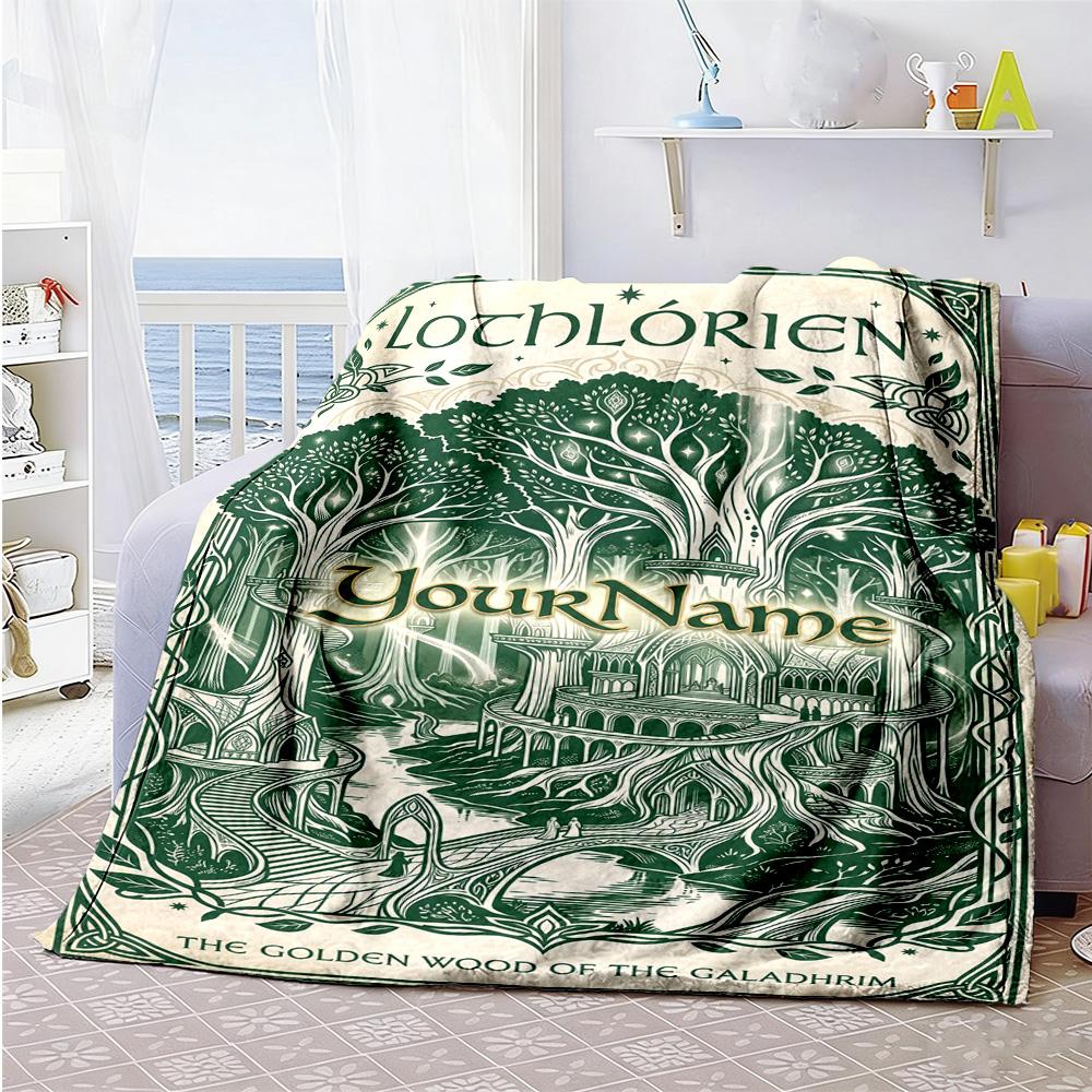 Gothic Illustrations Personalized Name Blanket Lightweight Customizable Blanket Comfortable Versatile for Office Bedding Living Room Sofa