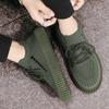 New Men Shoes Black Army Green Knitting Men Sneakers Fashion Men Casual Flat Loafers Tennis Shoes Breathable Mesh Sports Shoes