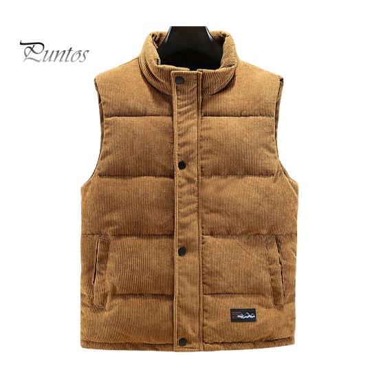 

Мужской вельветовый жилет, пальто с воротником-стойкой, без рукавов, однобортный хлопковый жилет с карманами, однотонный теплый жилет XXL