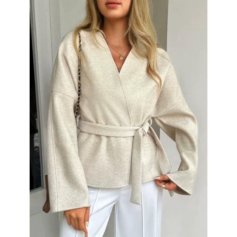 Women Loose Casual Fashion French Style Elegant Woolen Outerwear Coat