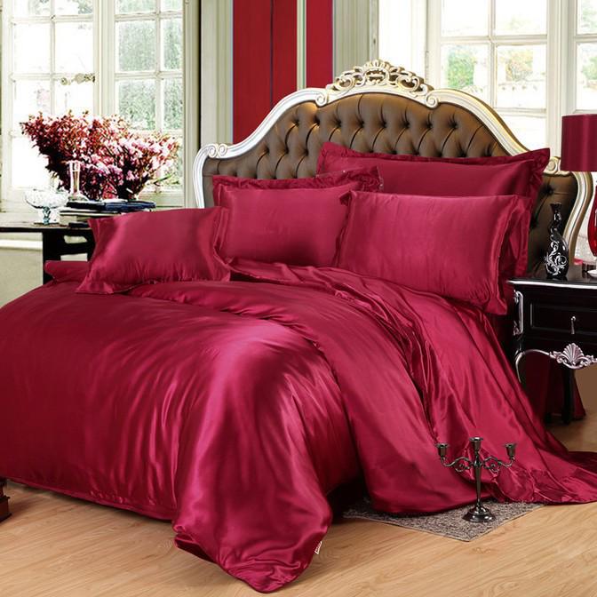 Pure Color Imitation Silk Bedding Set - Silky, Washable Four-Piece Sleep Set