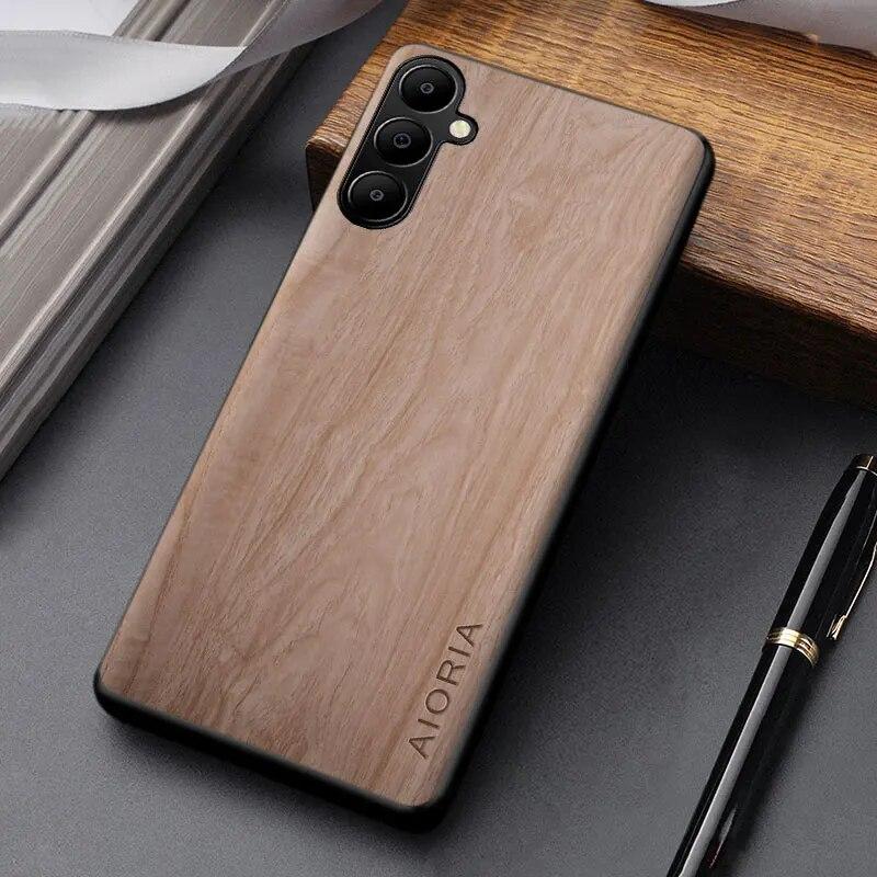 

Чохол для Samsung Galaxy A05s A05 з унікальним дизайном, легким дерев’яним візерунком, шкіряним чохлом з натуральної шкіри A05 бежевий