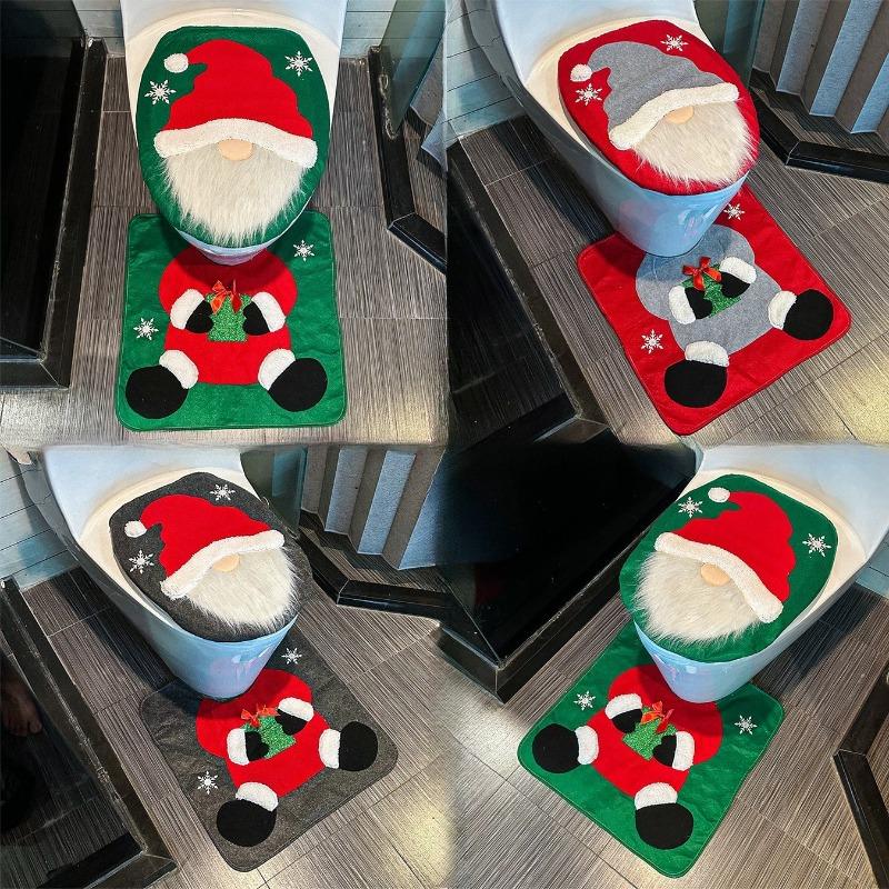 Christmas Toilet Seat Cover Festive Santa Face Decorative Toilet Seat Cover for Home Hotel and Holiday Bathroom Decor Ornaments