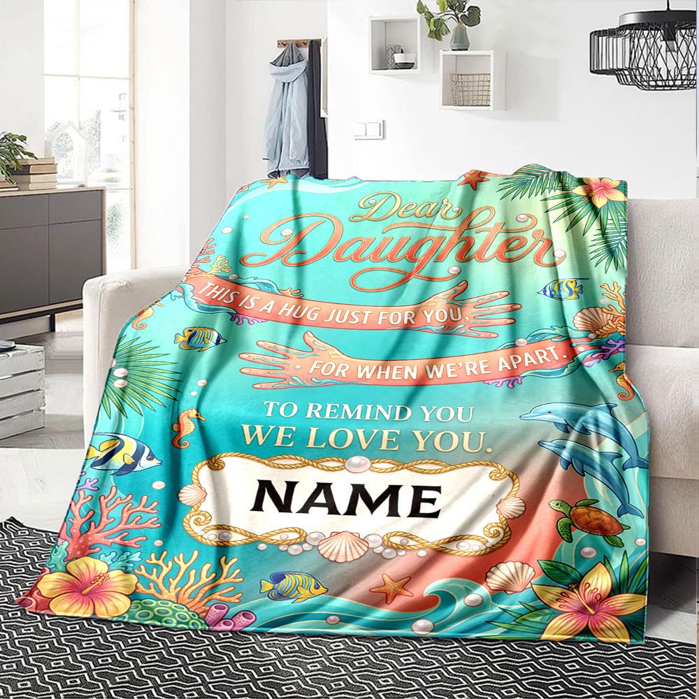 Ocean Love Letter Personalized Name Blankets Soft And Comfortable Against The Skin Naps And The Office A Wonderful Gift For Friends Family And Loved